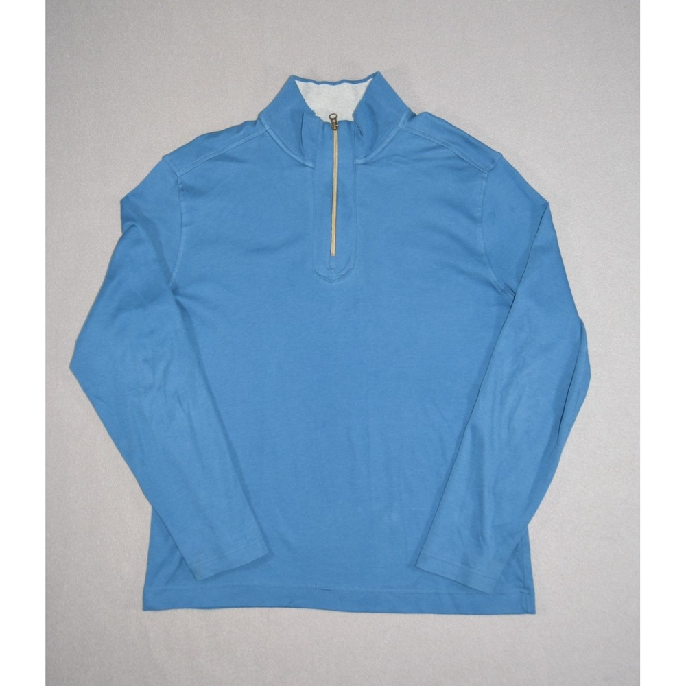 Robert Grahama Sweater Mens Large Blue 1/4 Zip Pullover Golf Performance Cotton